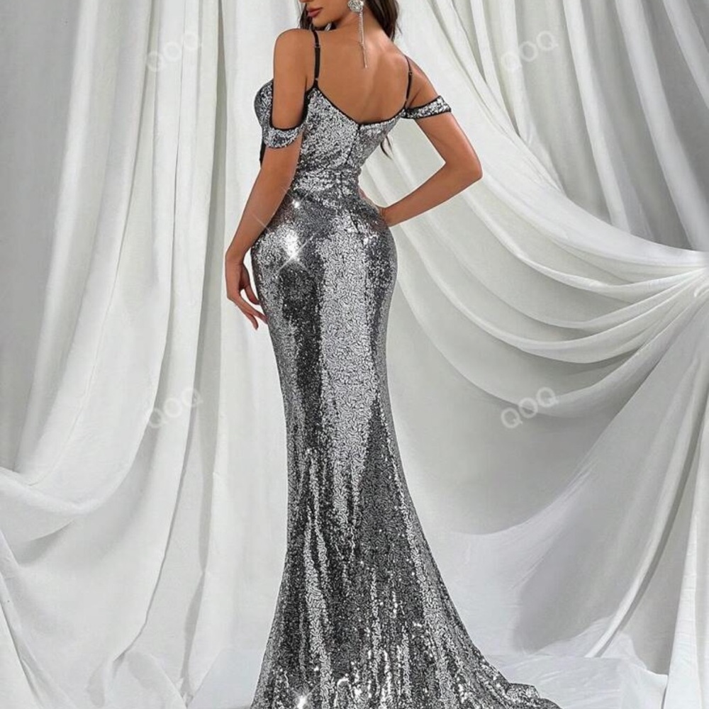 Black and silver sequin dress